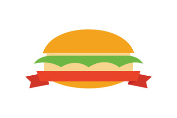 Cheeseburger With Ribbon Design For Message Space
