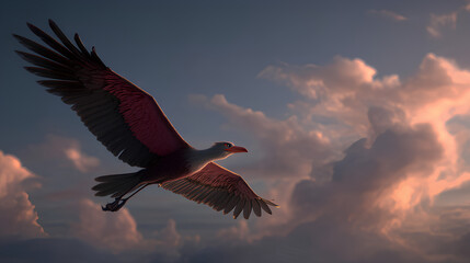 simple bird animation flying in the beautiful clouds
