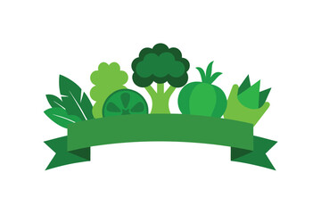Assortment Of Green Vegetables With Flat Ribbon Style