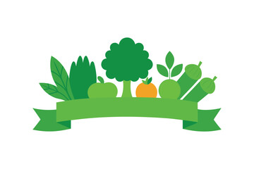 Assortment Of Green Vegetables With Flat Ribbon Style