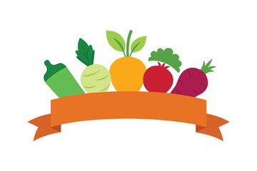 Assorted Root Vegetables With A Soft Curved Banner