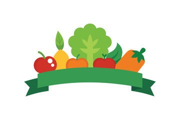 Aesthetic Group Of Fresh Market Veggies With A Label Banner