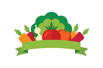 Aesthetic Group Of Fresh Market Veggies With A Label Banner