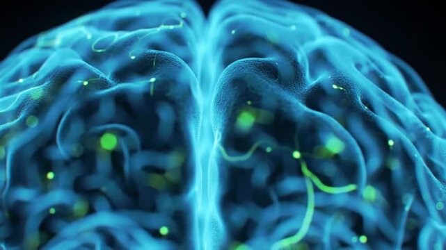 Glowing Blue Brain Neural Network