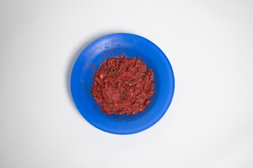 Traditional chili sauce is ready to be served.