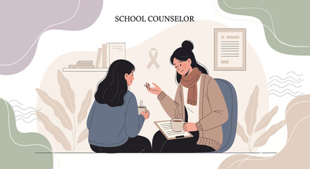 Professional Support: A Counselor Provides Guidance And Comfort To A Young Woman