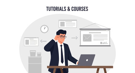 Naklejka premium Professional Training Online Platform For Business Tutorials And Educational Courses
