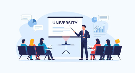 Professional University Lecture Presentation By Teacher To Student Class Learning