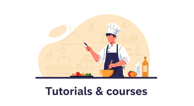 Online Culinary Instruction Chef Preparing Food For Video Tutorials And Courses