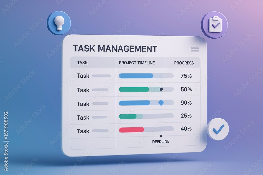 Poster task management interface displaying project timeline and progress