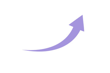 A purple curved arrow points upwards, indicating growth, isolated on white background