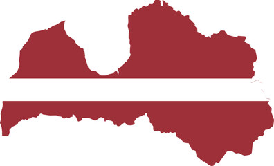Map with flag of Latvia