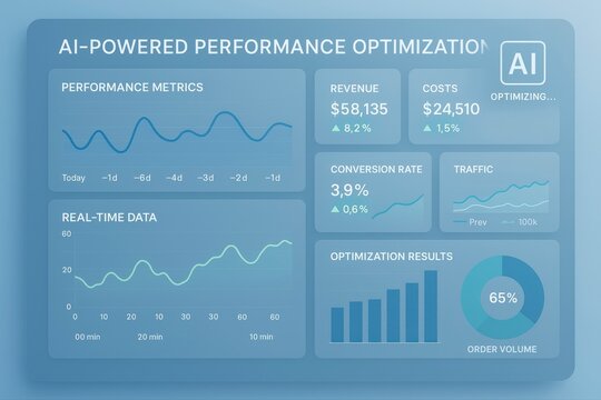 Ai powered performance optimization dashboard with charts and data