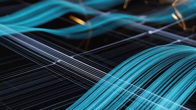Futuristic data stream flowing with network connections and digital technology