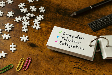 There is word card with the word Computer Telephony Integration. It is as an eye-catching image.