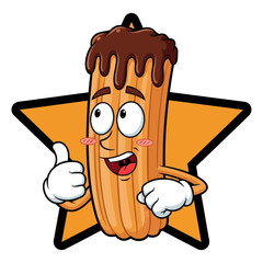 Churro Cartoon Character Giving Thumbs Up Vector Illustration