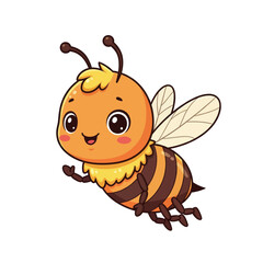 Cute Bee Character Vector Illustration with Smiling Face and Wings