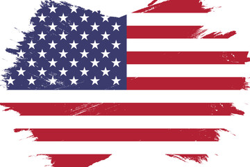 Flag of the United States of America, banner with grunge brush texture