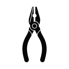 Black and white illustration of a pair of pliers on a white background