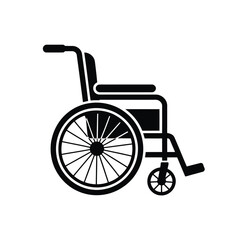 Fototapeta premium Black and white silhouette of a modern manual wheelchair on a white background