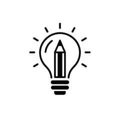 Creative idea light bulb with pencil inside symbolizing innovation and inspiration