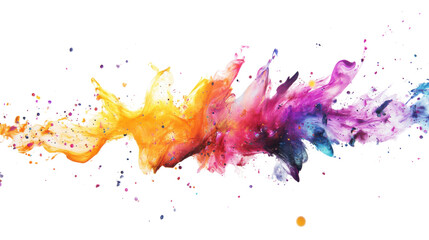 Obraz premium A colorful paint splatter with a rainbow of colors on white background 
