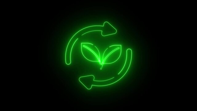 Neon light animation of composting icon