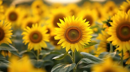 Obraz premium A vibrant field of sunflowers in full bloom.