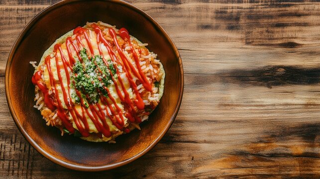 A delicious tostada is served on a wooden table