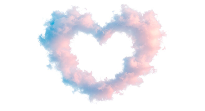 Heart shaped cloud sky aesthetic dreamy love valentine's day card design element graphic resource art asset