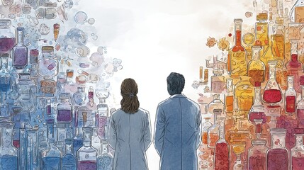 Pharmaceutical research with drug development process 4K Seamless loop animation