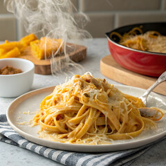 spaghetti with meatballs, Chicken and cheese. Cheesy pasta, tasty, cooking, spaghetti with vegetables