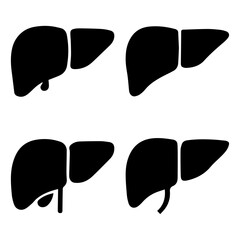 Liver Anatomy Illustrations Four Variations of Human Liver Silhouettes