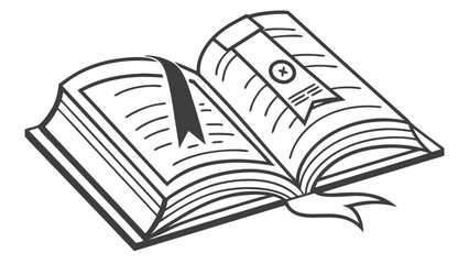 Open Book with Bookmarks Line Art Icon. Symbol of Reading, Learning, Education, and Knowledge.