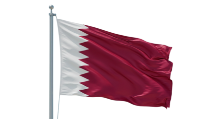 Qatar national flag waving in the wind, middle east country symbol, patriotic qatari pride, nation emblem