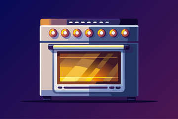 Fototapeta premium vector of White electric oven with display to use the oven. Dark background...