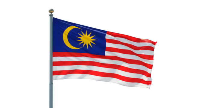 Malaysia flag waving patriotic symbol national pride asian country independence day celebration travel image
