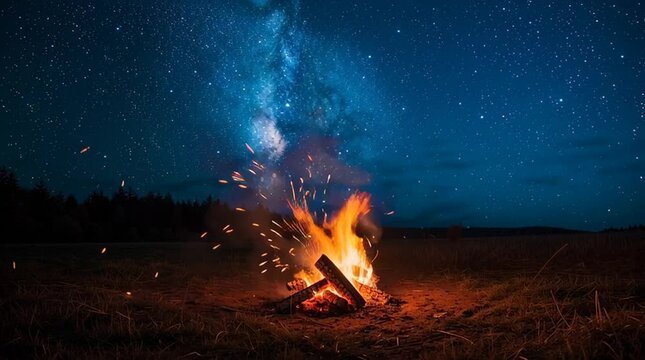 camp fire in the woods
