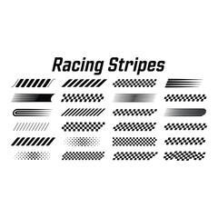 Collection of Dynamic Black and White Racing Stripes Speed Motion and Checkers Graphics for Design Projects
