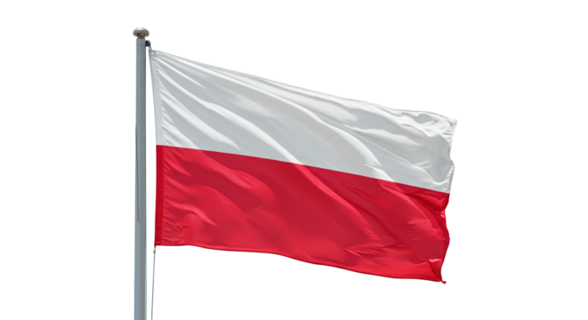 Polish national flag waving in the wind, symbol of poland, patriotic imagery, country pride, europe nation