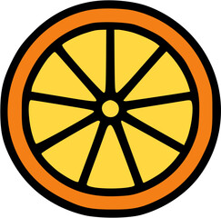 Obraz premium Stylized Orange Slice with Bold Black Spokes and Orange Rim