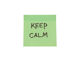 Keep calm message on sticky note isolated