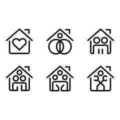 Fototapeta premium Modern House Icons Family Home Love Relationships and Teamwork Symbols