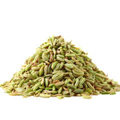 Pile of Dried Green Fennel Seeds on Transparent Background