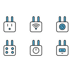 Smart Home Device Icons Minimalist Flat Design Power Wifi and Control Symbols