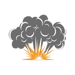 Explosion smoke cloud. Dust blast illustration. Danger hazard vector. Power concept.