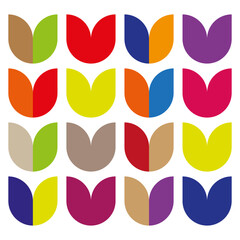 Multichromatic circular blossoms. Rounded tulip insignias. Vivacious horticultural Vector. Seamless decorative alignment.