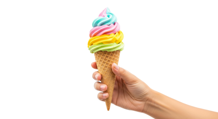 Delicious Ice Cream Cone, Isolated on a Transparent Background PNG Perfect for Summer Designs
