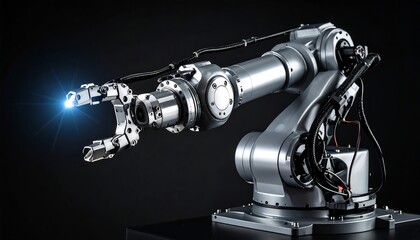 Robotic arm reaching, futuristic