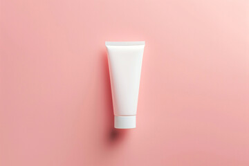 Cosmetic cream tube mockup on pink background
